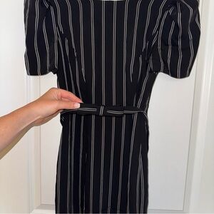 Elegant Black Striped Dress